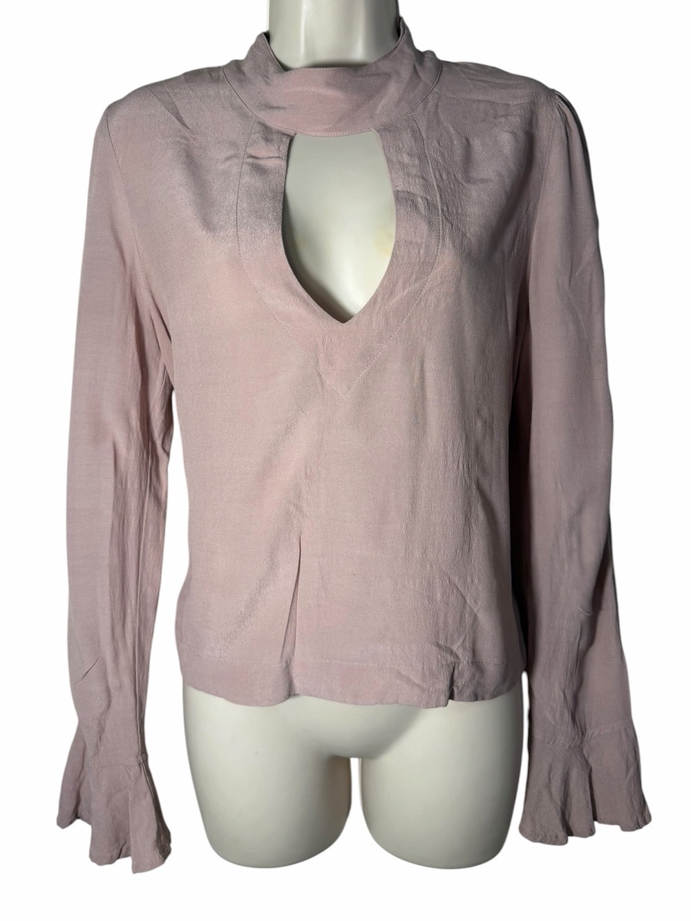 Free People Mauve Keyhole Bell Sleeve Blouse Size Medium